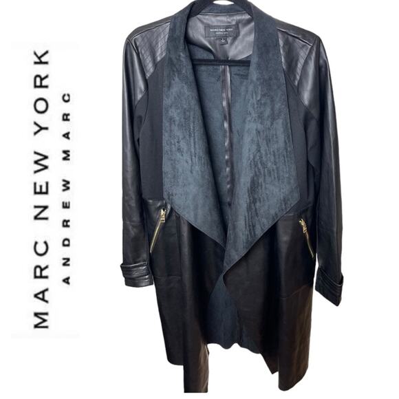 Marc New York Faux Leather Waterfall jacket, Edgy, Minimalist, Goth, Urban L - Picture 1 of 9